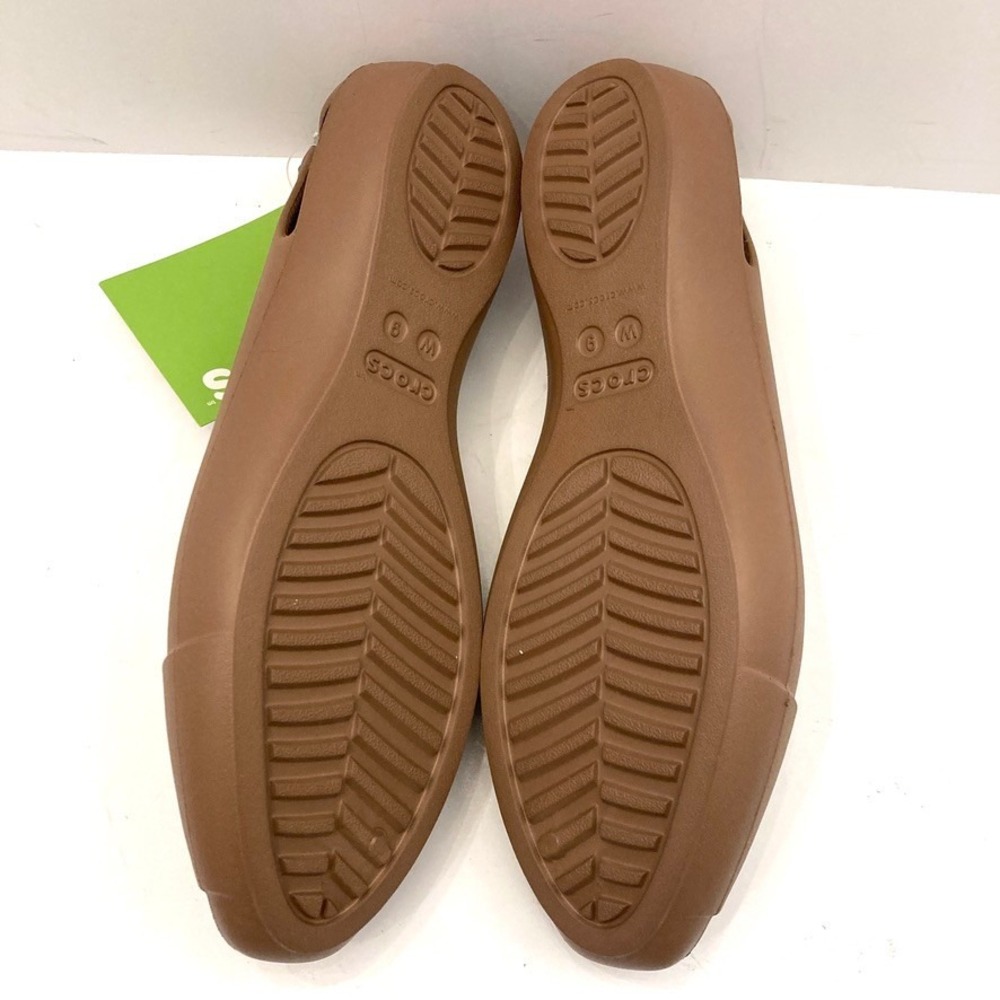 Crocs Sienna Flats Brown Tan Ballet Womens 9 NWT Cut Out Synthetic Comfort - Picture 7 of 7
